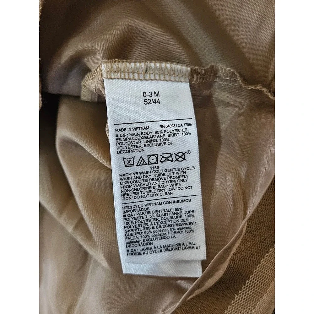 Old Navy Baby Girl Reindeer Velour Tulle Holiday Dress Tan Gold 0-3M Christmas